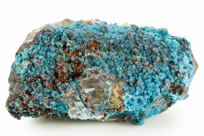 Vibrant Teal Chrysocolla On Quartz - Peru #363535